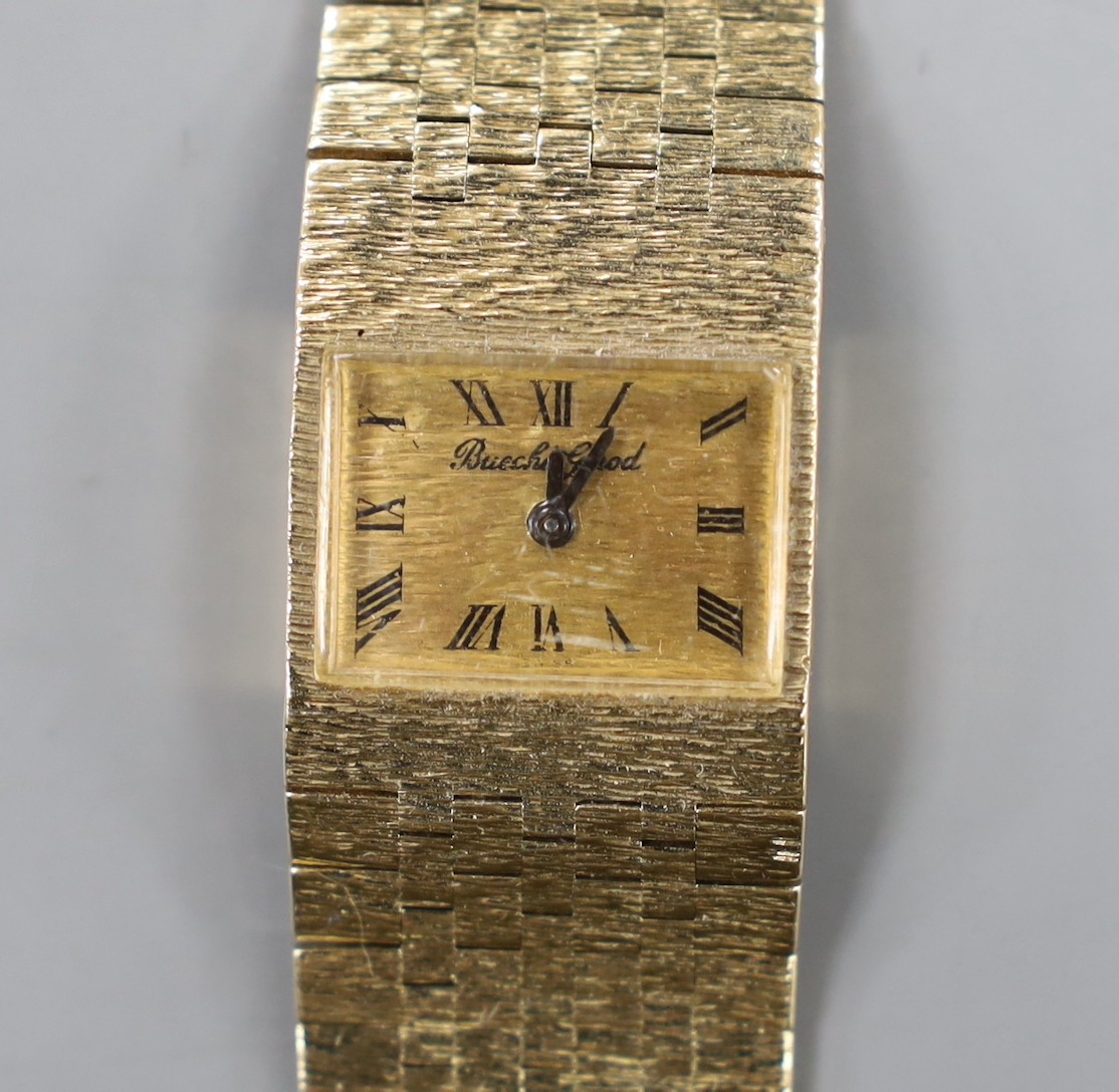 A lady's 1970's? 9ct gold Bueche Girod manual wind bracelet watch, 17cm